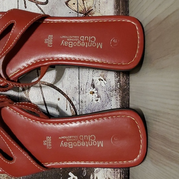 MontegoBay Club Leather Collection Red Sandals 9.5 Pre-owned (WS30) - Picture 10 of 11